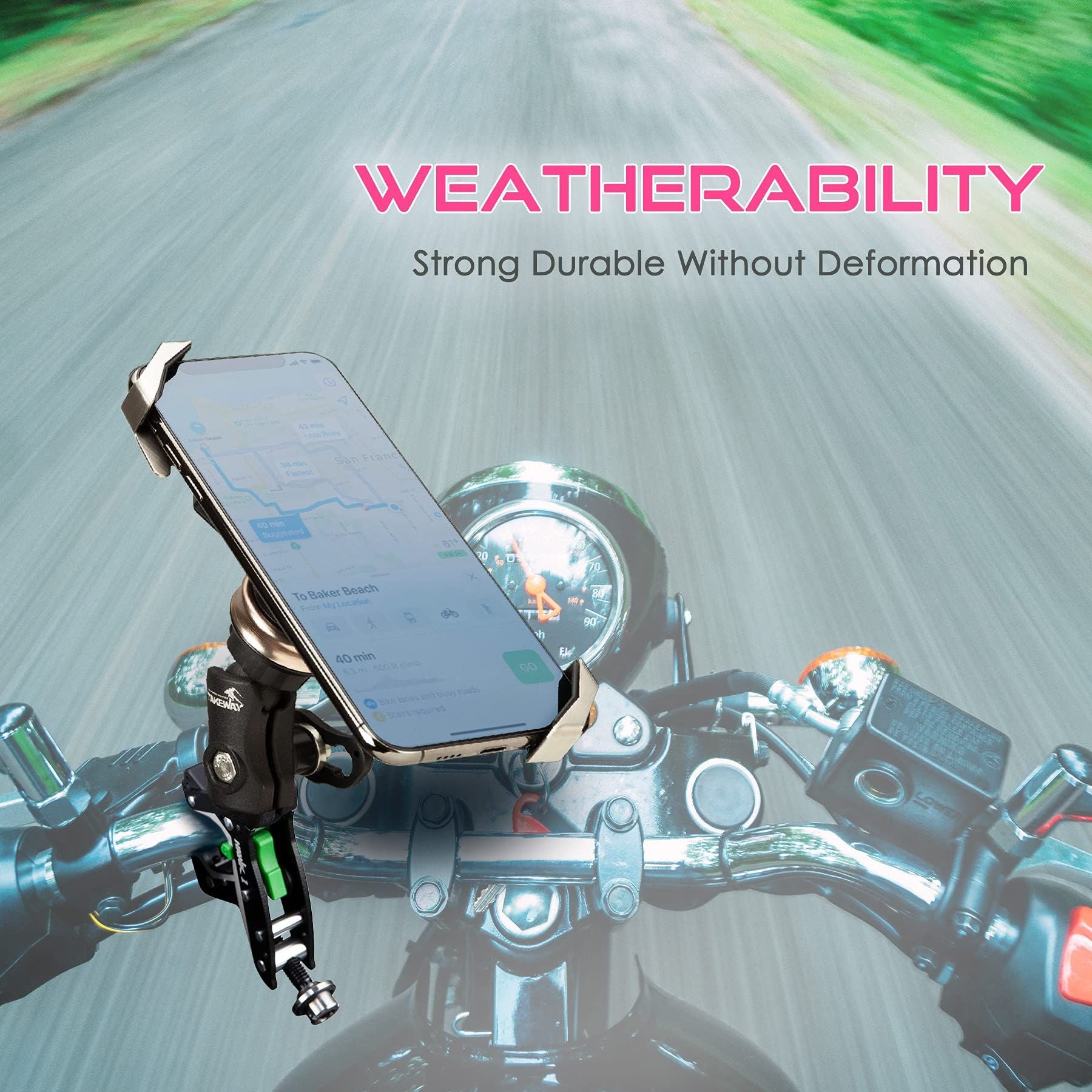 TAKEWAY Clampod HAWK1-PH05-ANV Motorcycle Phone Mount - Compatibility with iPhone