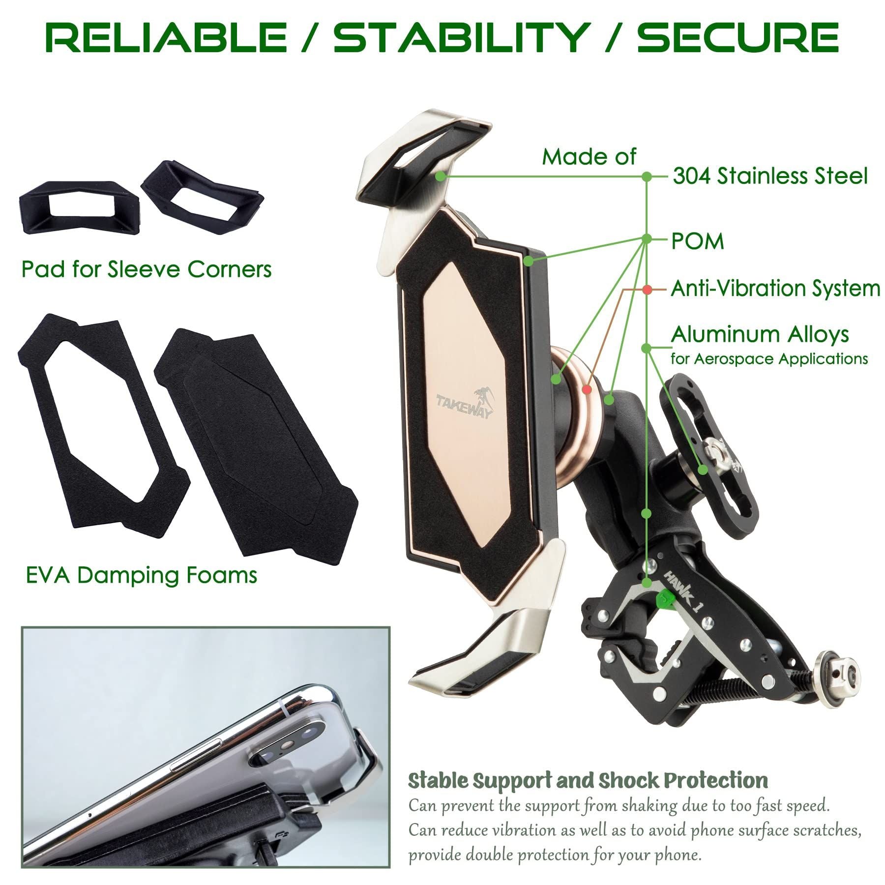 TAKEWAY Clampod HAWK1-PH05-ANV Anti-Vibration Mount - Phone Attached