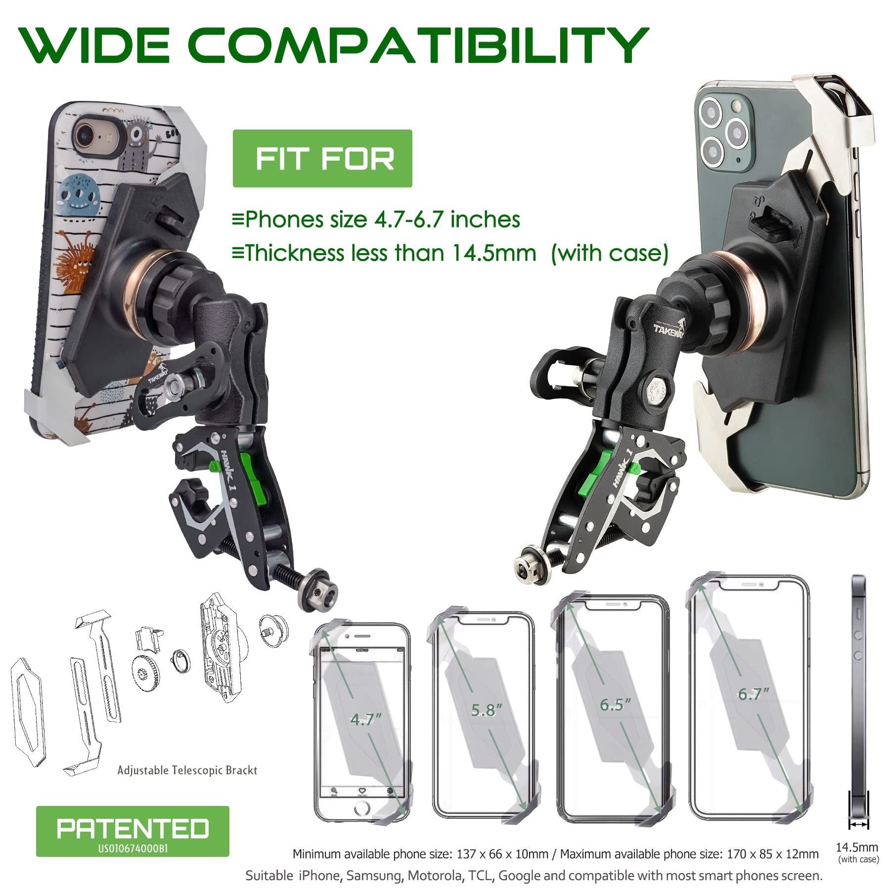 TAKEWAY Motorcycle Phone Mount - Package Contents