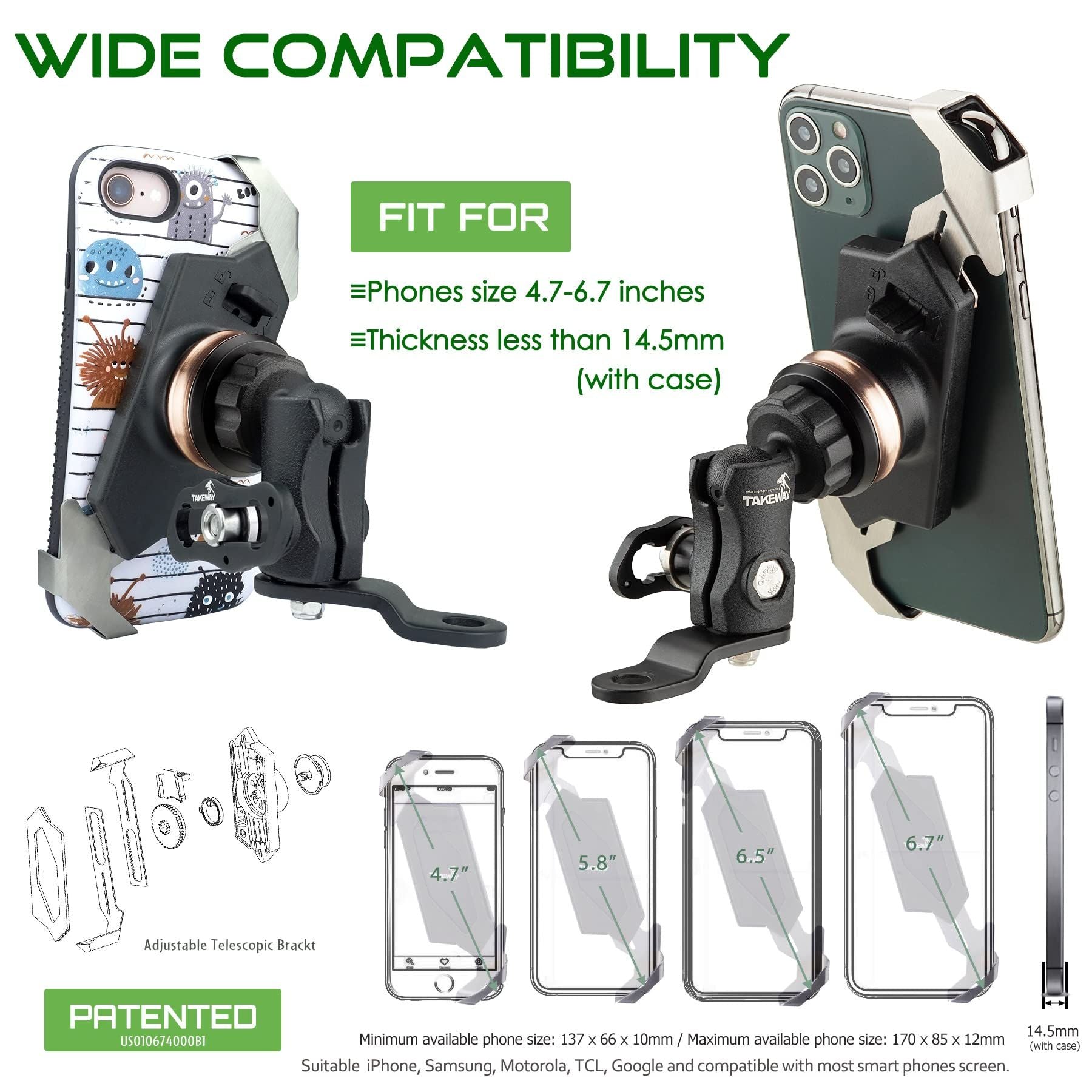 TAKEWAY LA3-PH05-ANV Phone Holder with Smartphone