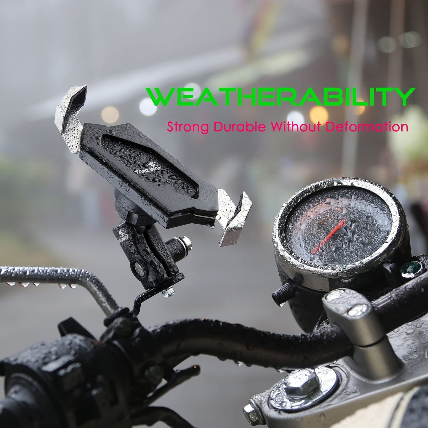 TAKEWAY LA3-PH05 Motorcycle Phone Mount - Close-up of Clamp