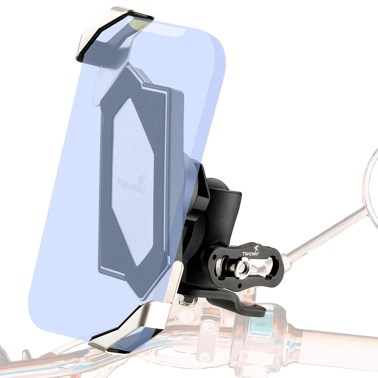 TAKEWAY LA3-PH05 Motorcycle Phone Mount - Rearview Mirror Holder Front View