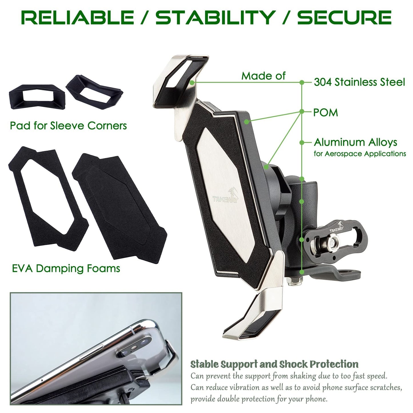 TAKEWAY LA3-PH05 Motorcycle Phone Mount - Mounted on Motorcycle