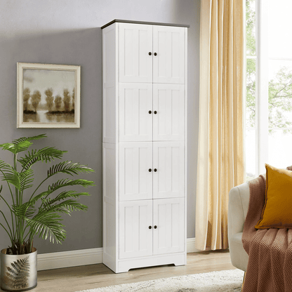 Tall Storage Cabinet with 8 Doors and 4 Shelves, Wall Storage Cabinet for Living Room, Kitchen, Office, Bedroom, Bathroo image 5