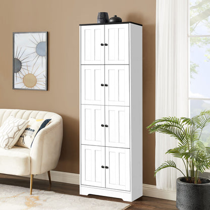 Tall Storage Cabinet with 8 Doors and 4 Shelves, Wall Storage Cabinet for Living Room, Kitchen, Office, Bedroom, Bathroo image 3
