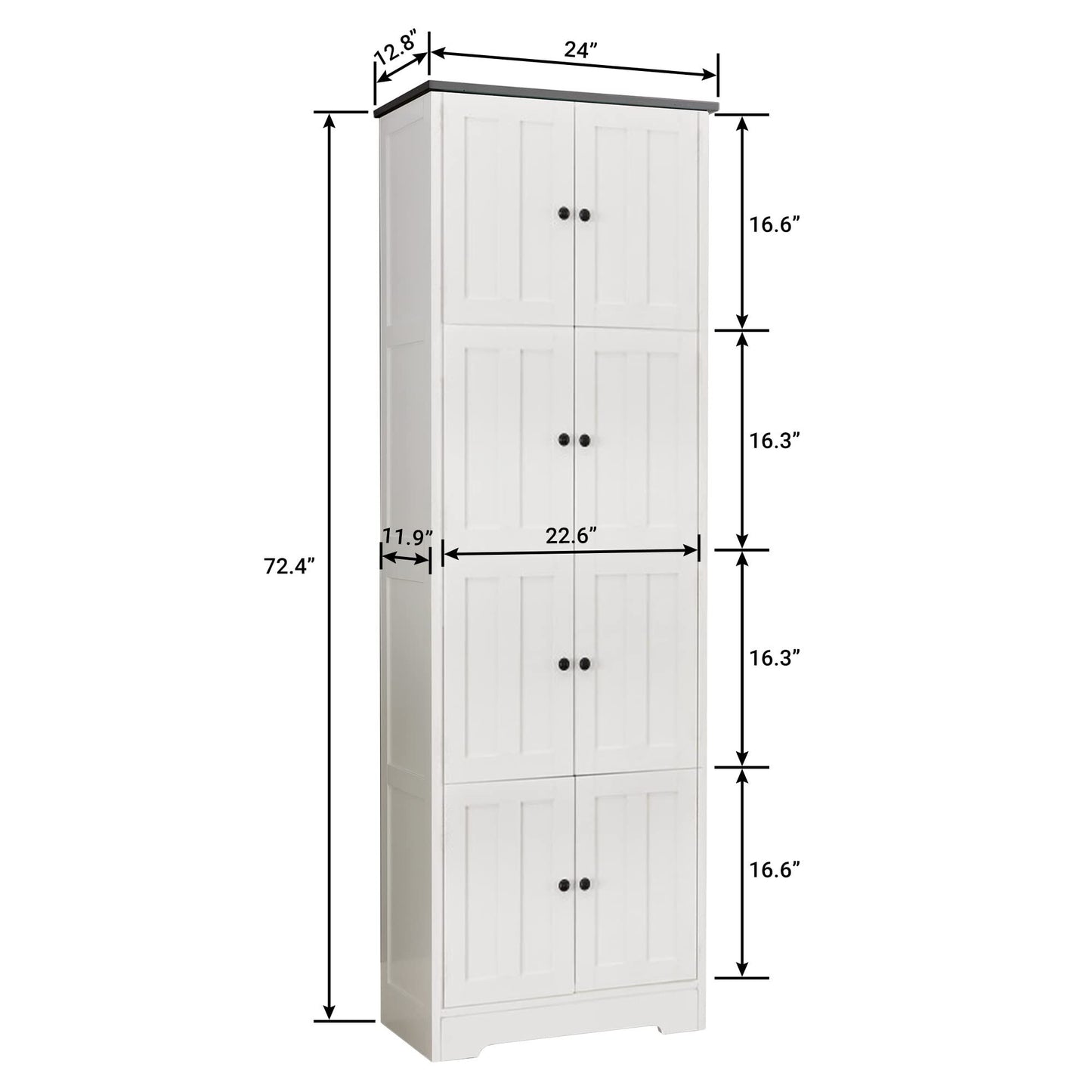Tall Storage Cabinet with 8 Doors and 4 Shelves, Wall Storage Cabinet for Living Room, Kitchen, Office, Bedroom, Bathroo image 8