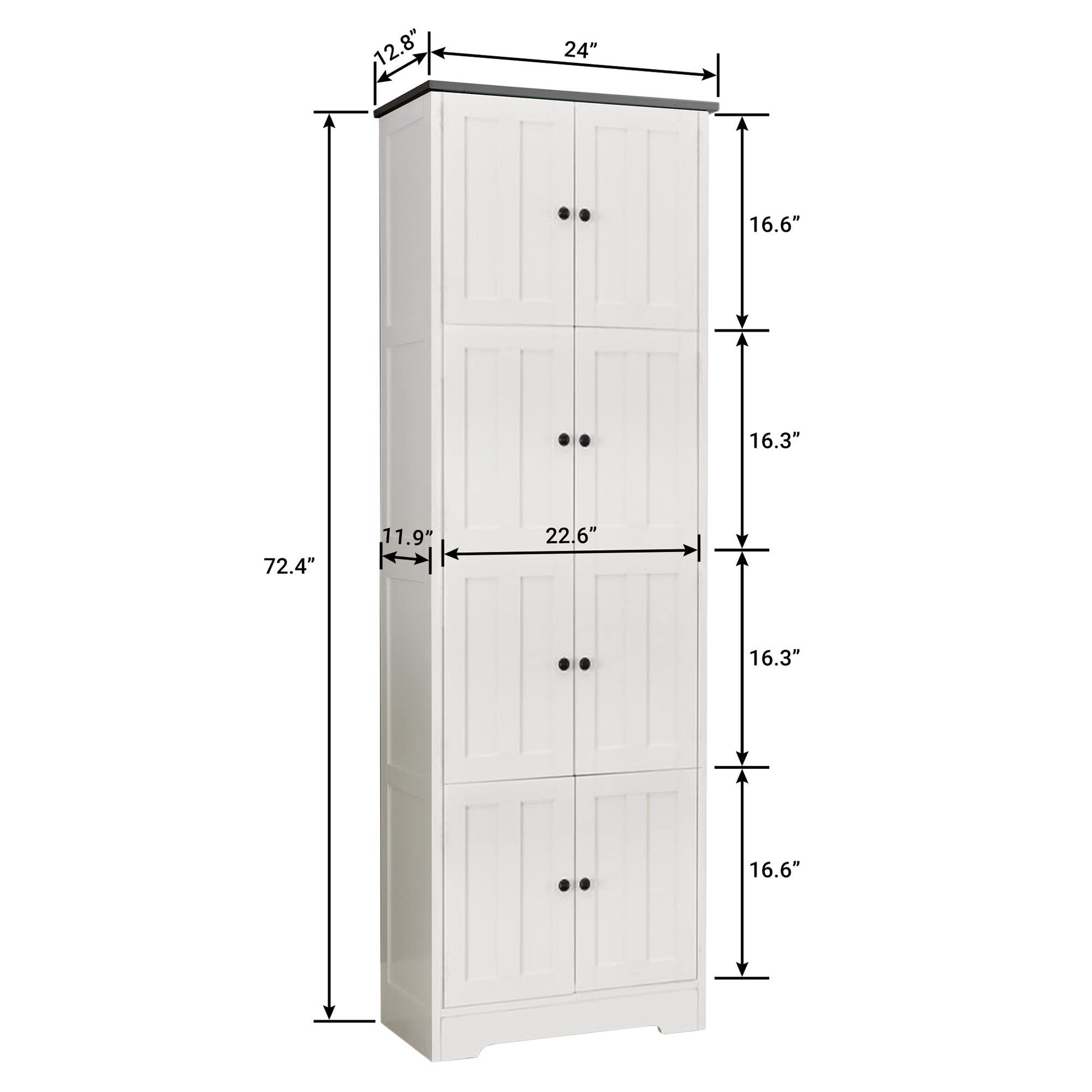 Tall Storage Cabinet with 8 Doors and 4 Shelves, Wall Storage Cabinet for Living Room, Kitchen, Office, Bedroom, Bathroo image 8