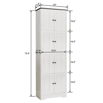 Tall Storage Cabinet with 8 Doors and 4 Shelves, Wall Storage Cabinet for Living Room, Kitchen, Office, Bedroom, Bathroo image 8