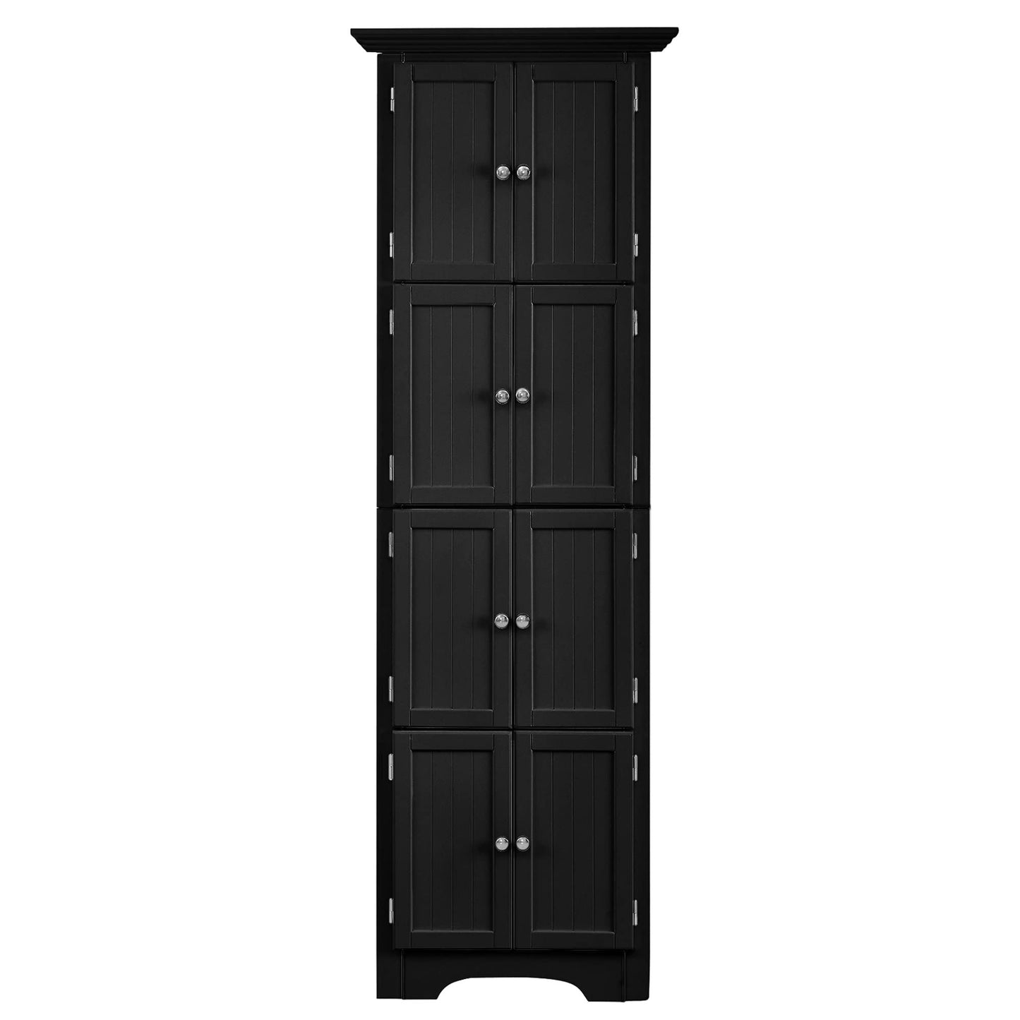 Tall Storage Cabinet with Doors and 4 Shelves for Living Room, Kitchen, Office, Bedroom, Bathroom, Modern, Black image 4