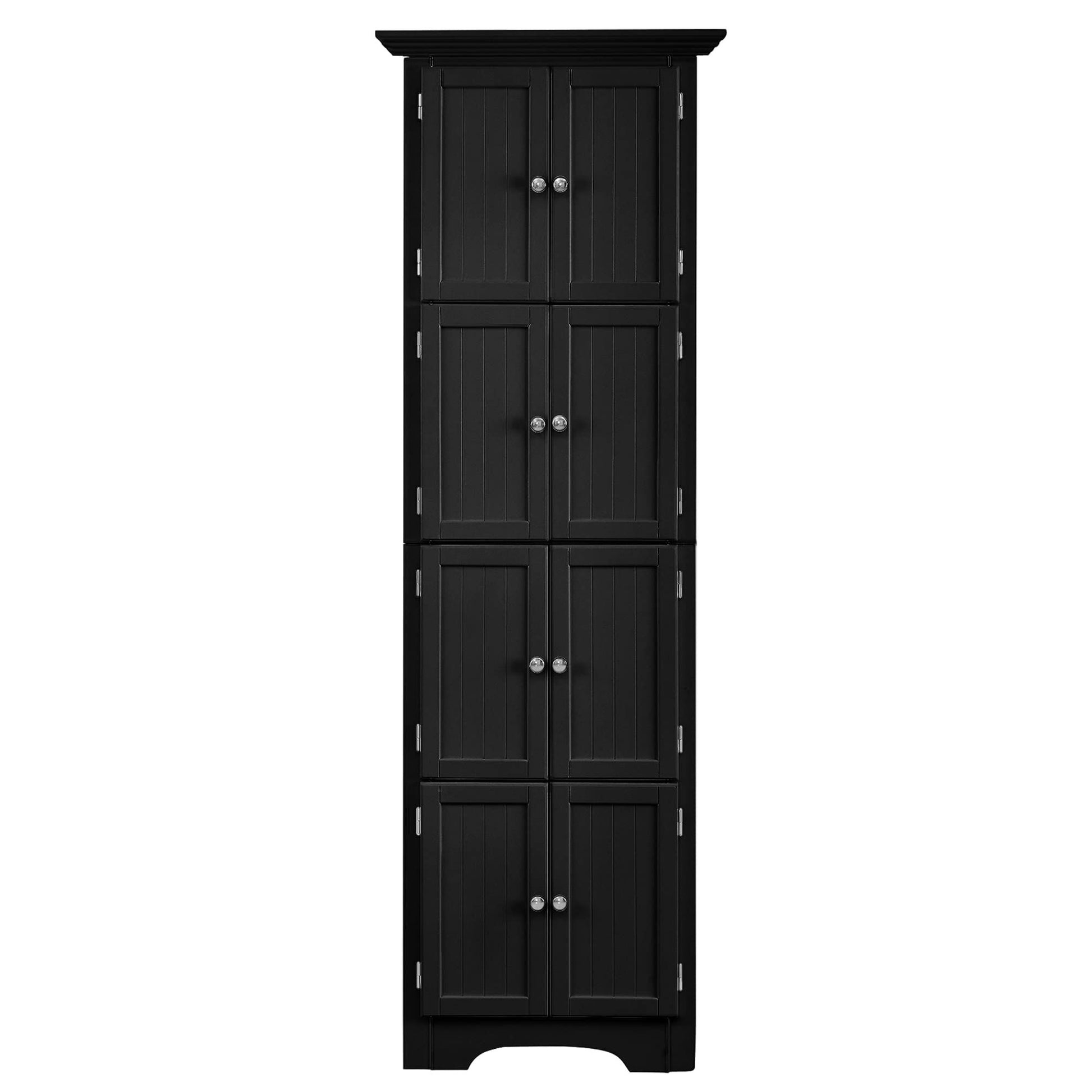 Tall Storage Cabinet with Doors and 4 Shelves for Living Room, Kitchen, Office, Bedroom, Bathroom, Modern, Black image 4