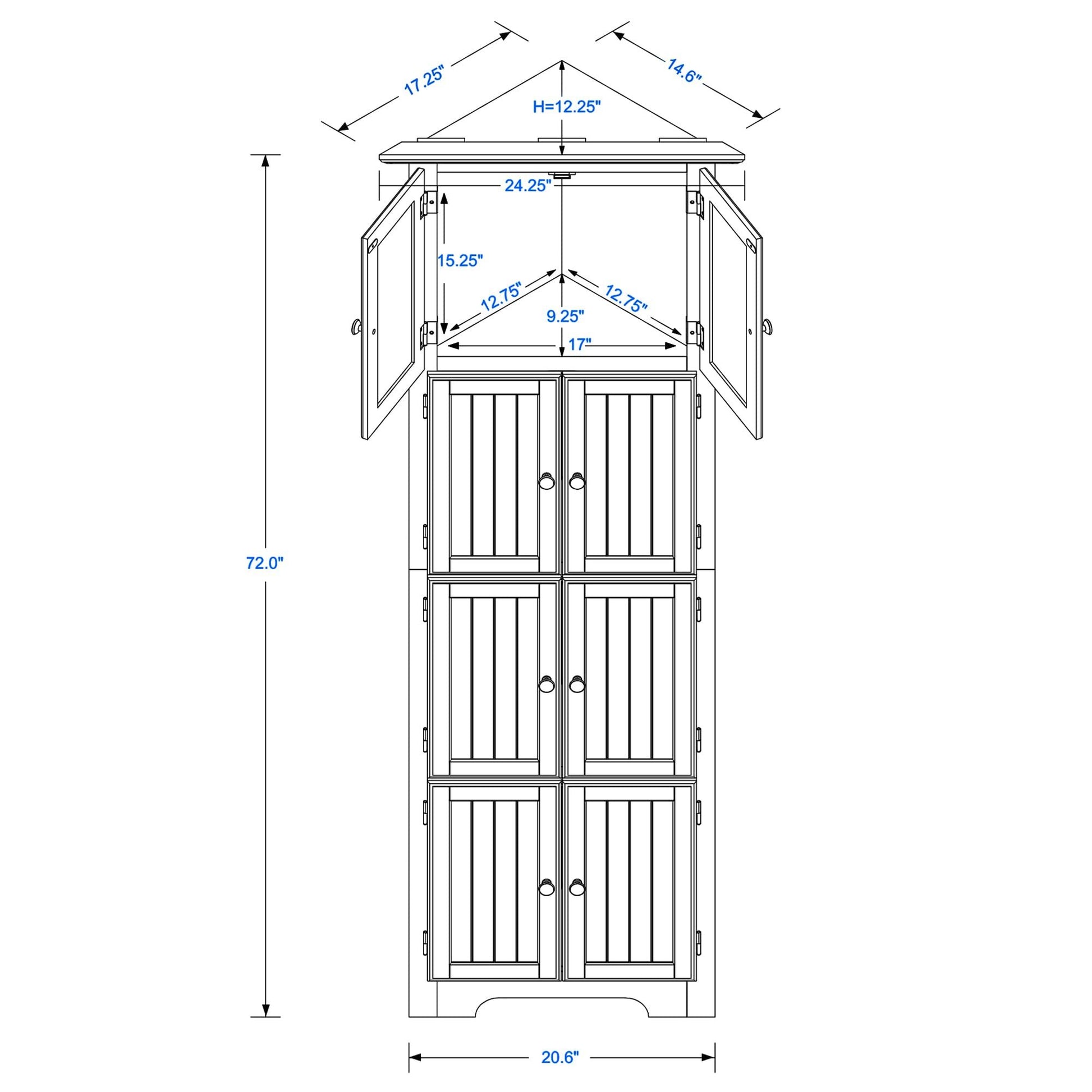 Tall Storage Cabinet with Doors and 4 Shelves for Living Room, Kitchen, Office, Bedroom, Bathroom, Modern, Black image 6