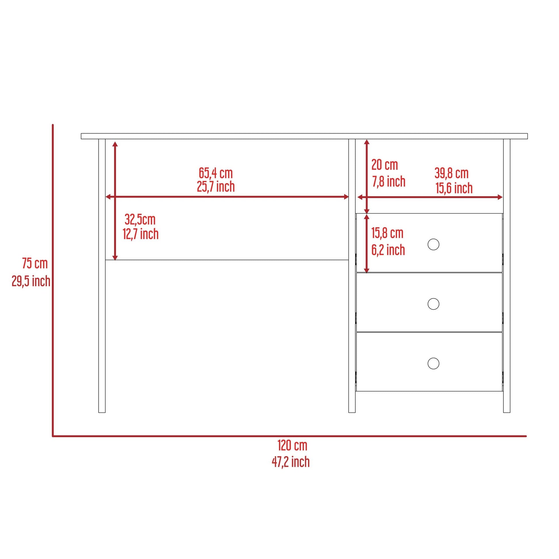 Tampa Computer Desk with 2-Drawers image 3