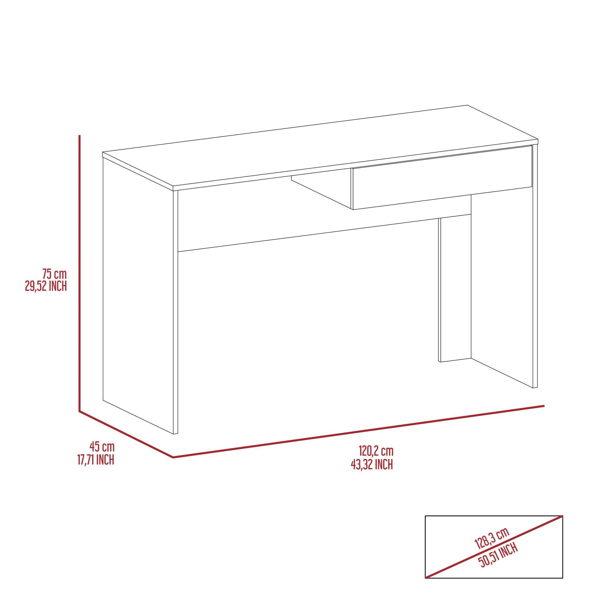 Tampa Writing Computer Desk, One Drawer image 3
