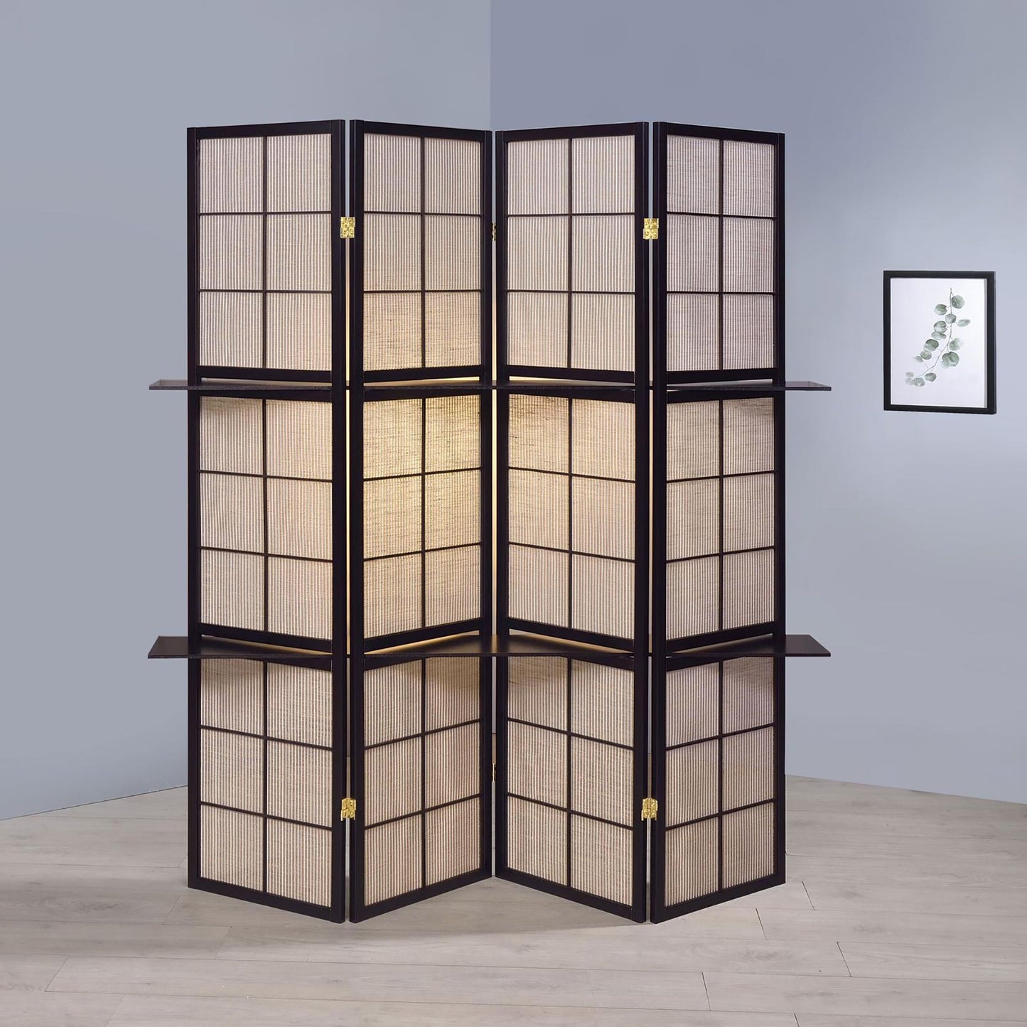 Tan and Cappuccino 4-Panel Folding Screen image 1