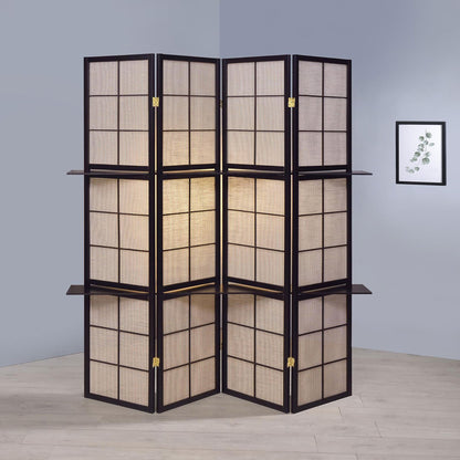 Tan and Cappuccino 4-Panel Folding Screen image 1