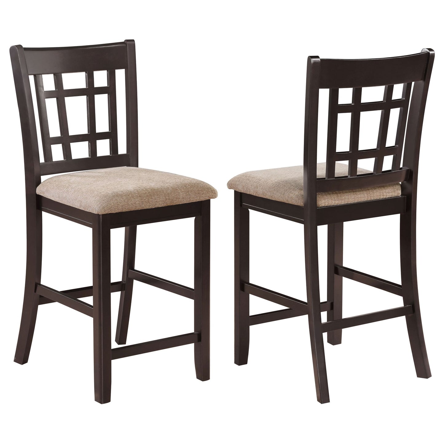 Tan and Espresso Lattice Back Counter Height Stools (Set of 2) image 2