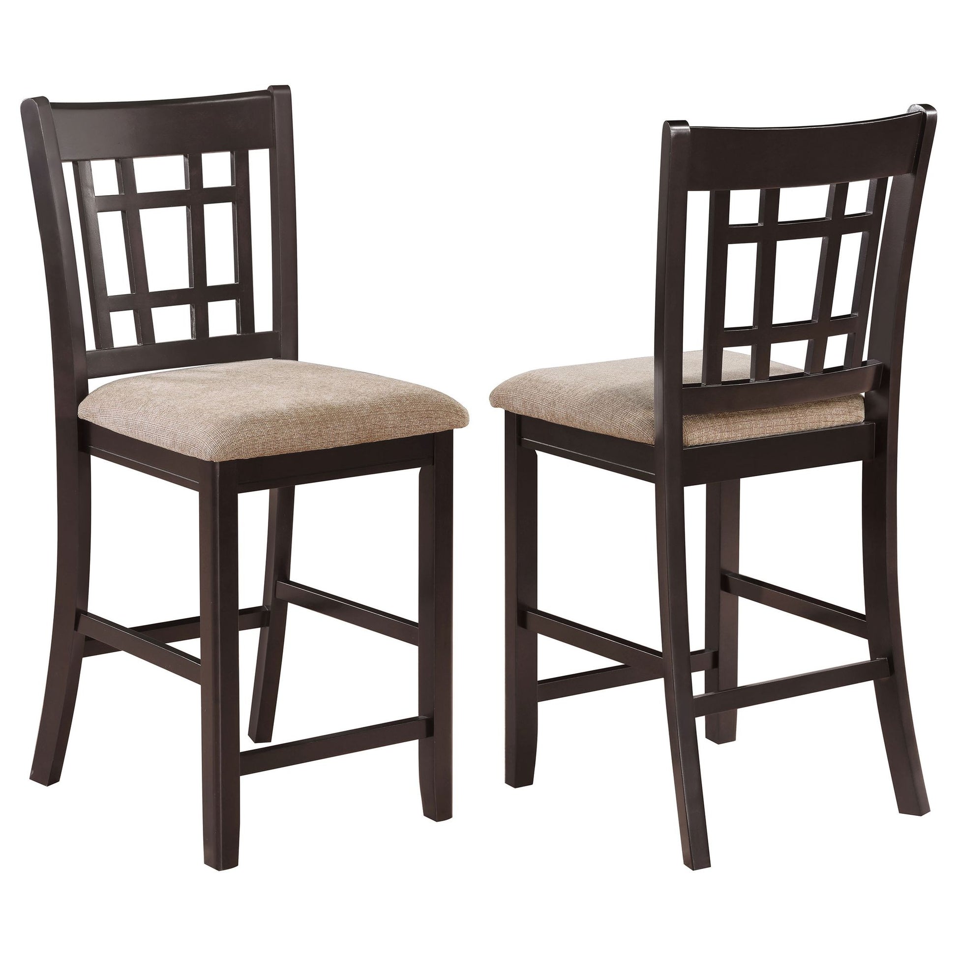 Tan and Espresso Lattice Back Counter Height Stools (Set of 2) image 2