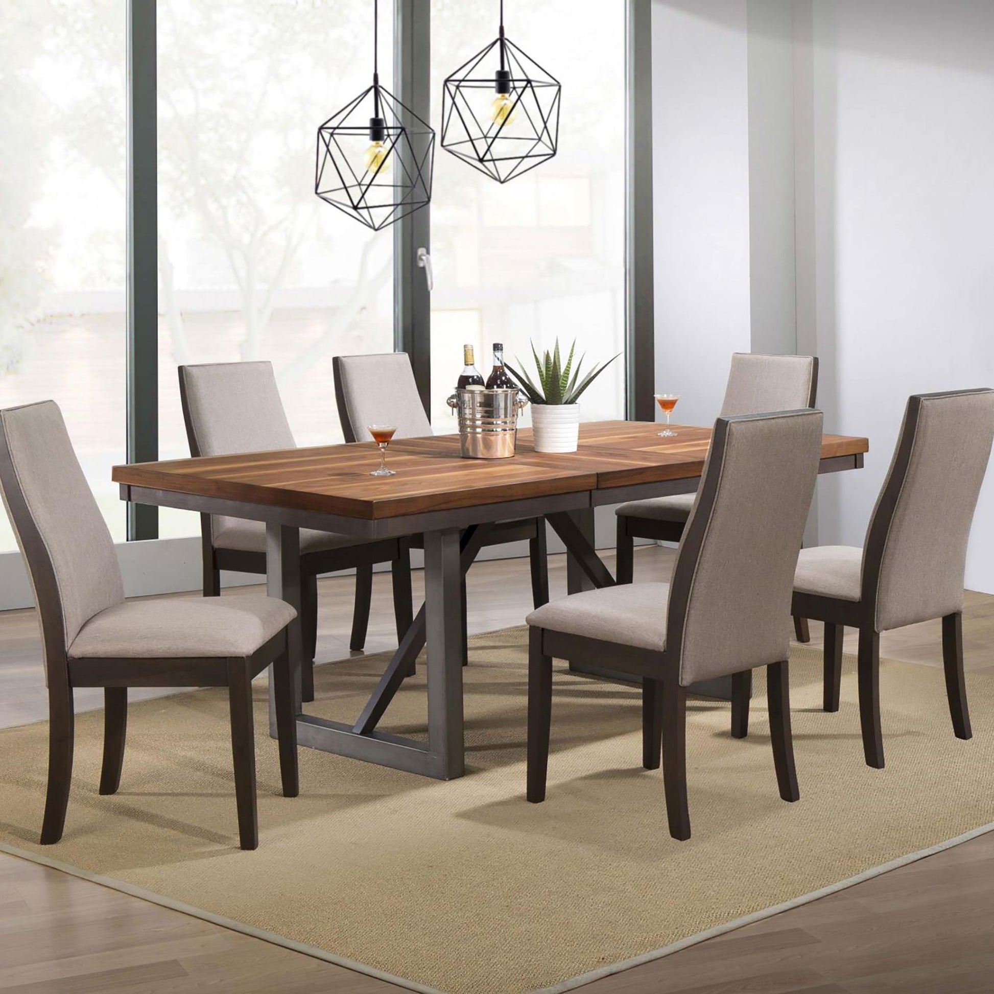 Taupe and Espresso Upholstered Dining Chair (Set of 2) image 8