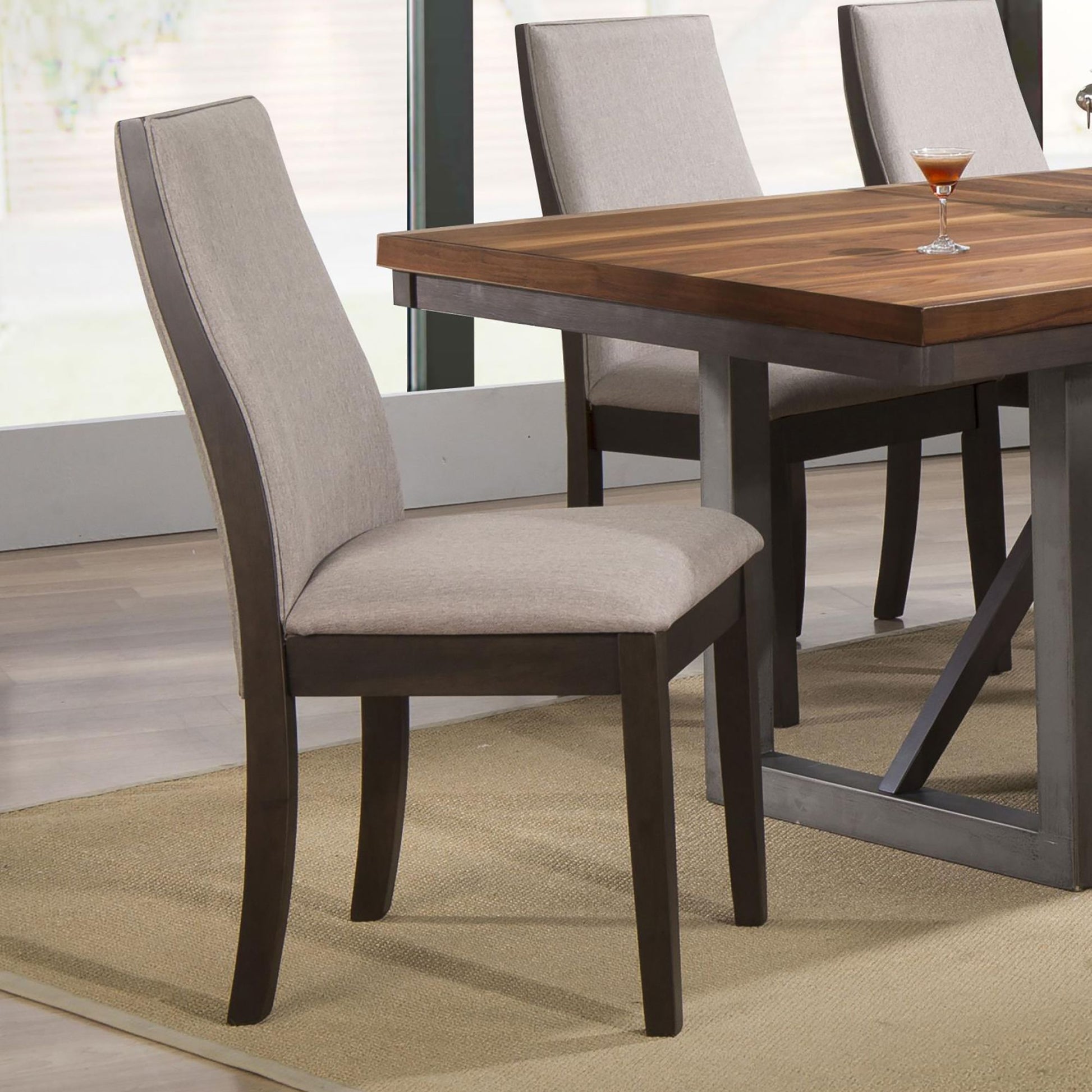 Taupe and Espresso Upholstered Dining Chair (Set of 2) image 1