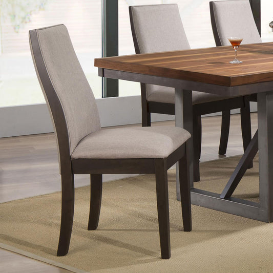 Taupe and Espresso Upholstered Dining Chair (Set of 2) image 1