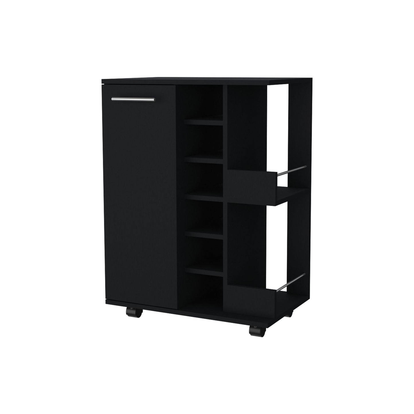 Tennessee Bar Cart, One Cabinet With Division, Six Cubbies For liquor, Two Shelves image 8