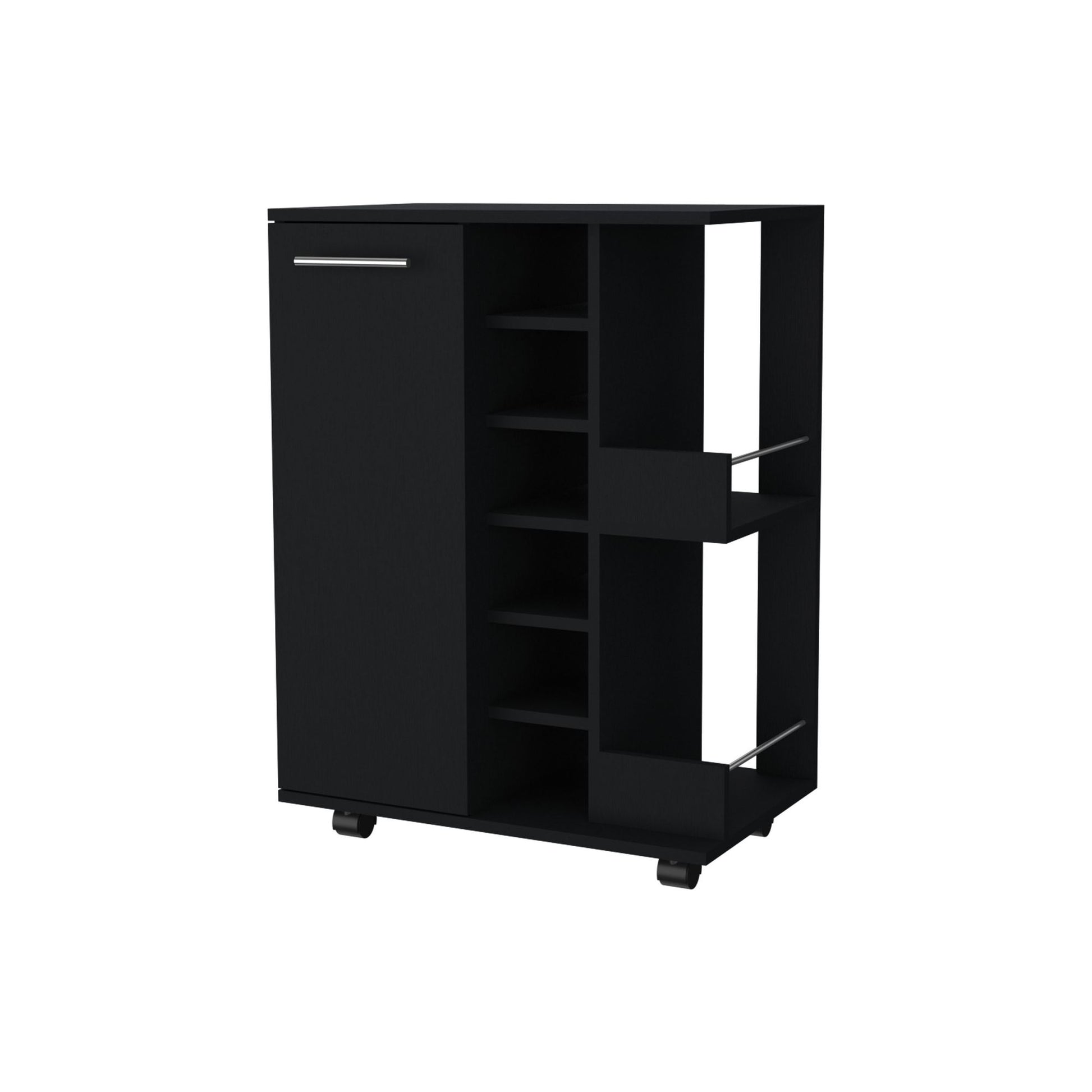 Tennessee Bar Cart, One Cabinet With Division, Six Cubbies For liquor, Two Shelves image 8