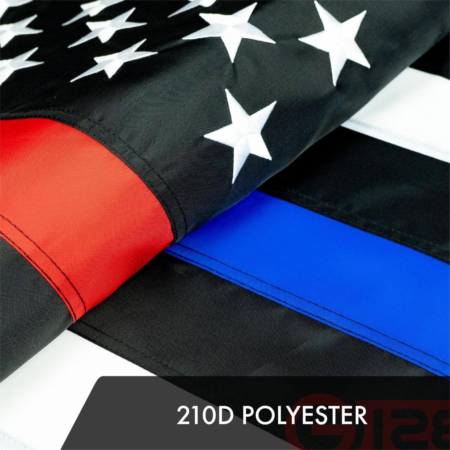 Thin Blue Red Line 3x5 ft Embroidered Stars 100% Polyester Brass Grommets image 4