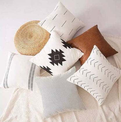 Throw Pillow Set 6, 18x18 Vegan leather throw pillow, Modern Minimal Accent Pillow Covers image 2