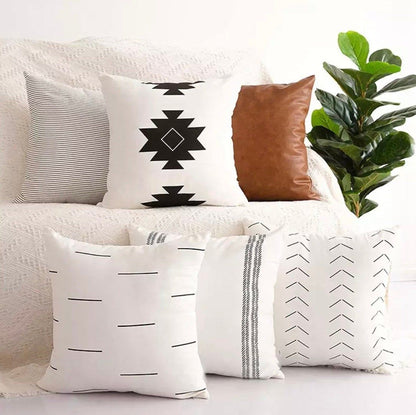 Throw Pillow Set 6, 18x18 Vegan leather throw pillow, Modern Minimal Accent Pillow Covers image 1