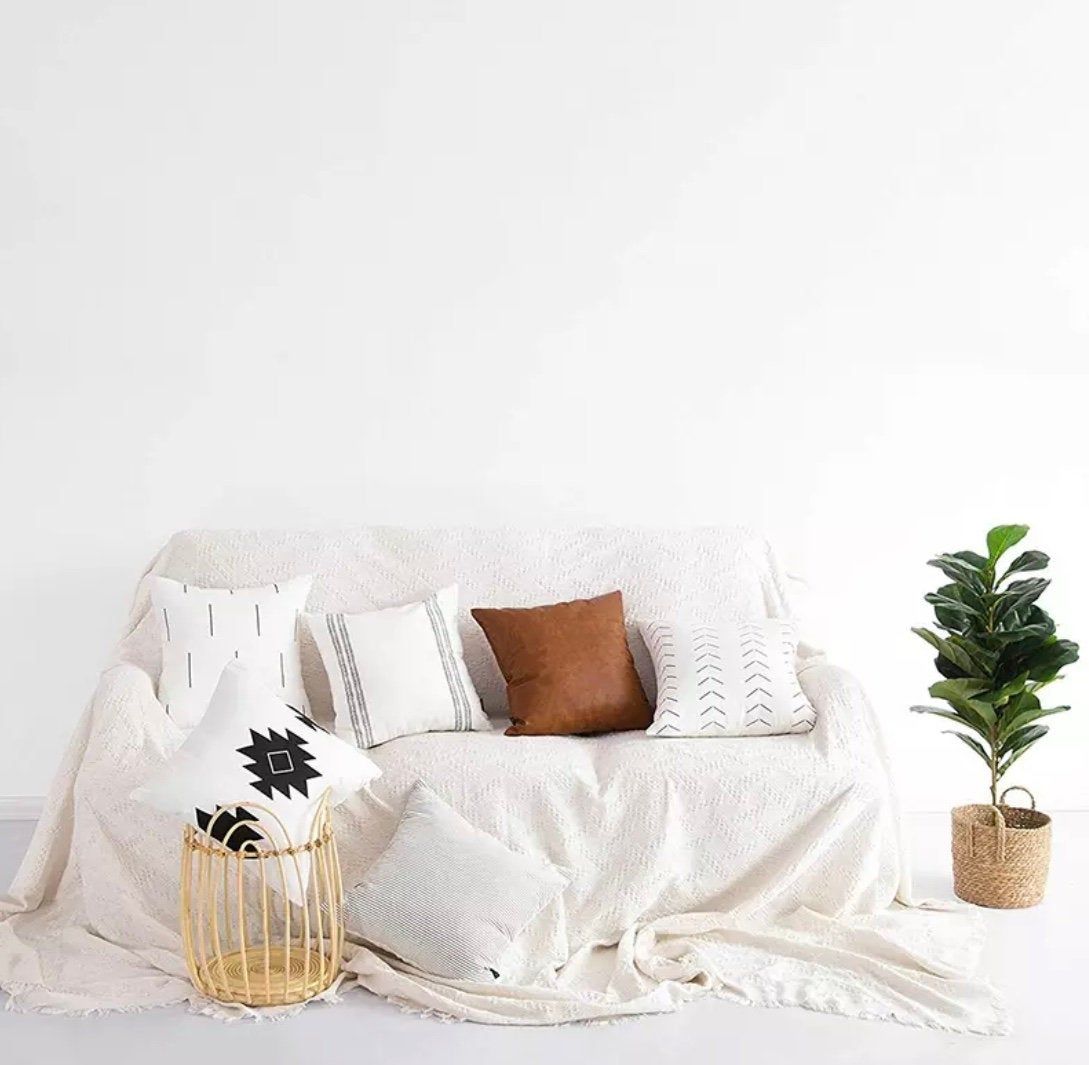 Throw Pillow Set 6, 18x18 Vegan leather throw pillow, Modern Minimal Accent Pillow Covers image 3
