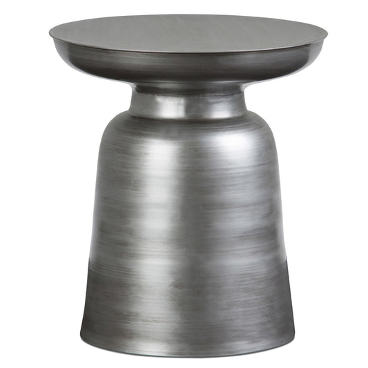 Toby 17 inch modern industrial metal accent table in silver iron - front view