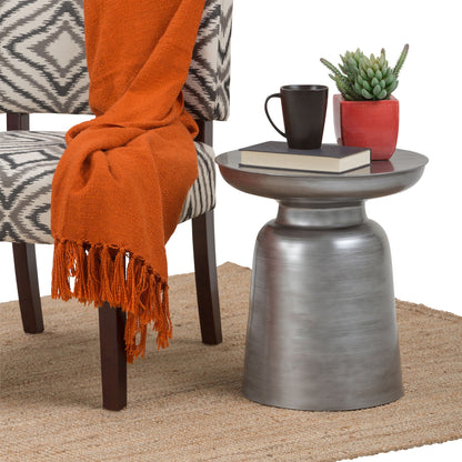 Toby 17 inch Wide Modern Industrial Metal Accent Table in Silver Iron, Assembled image 7