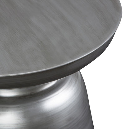 Toby 17 inch Wide Modern Industrial Metal Accent Table in Silver Iron, Assembled image 2