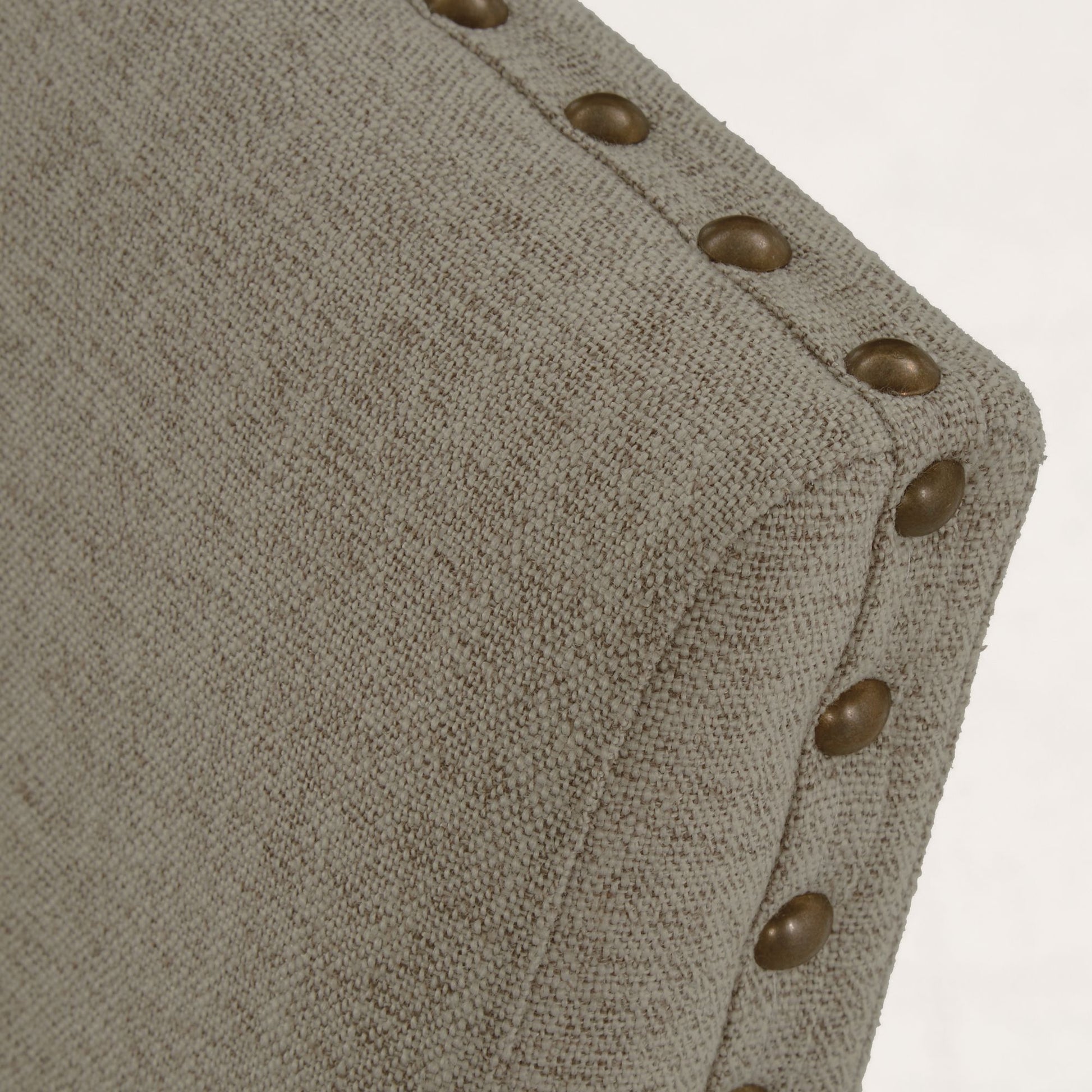 Traditional Classic Brown Dinng Chair Set of 2 Beige Fabric Upholstered Nailhead Trim Wooden Dining Room Furniture image 2