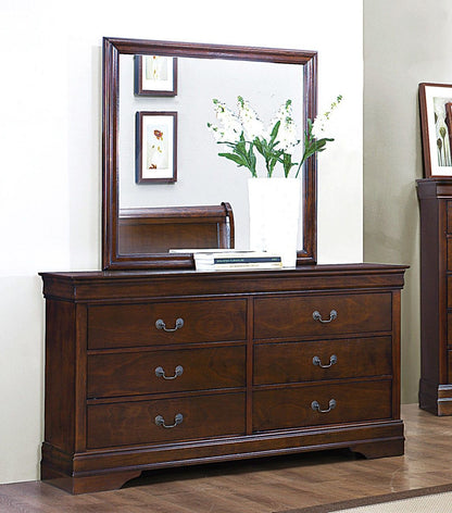 Traditional Design Brown Cherry Finish Dresser 1pc Louis Phillipe Style Classic Bedroom Furniture image 5