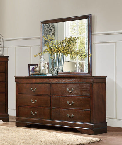 Traditional Design Brown Cherry Finish Dresser 1pc Louis Phillipe Style Classic Bedroom Furniture image 4
