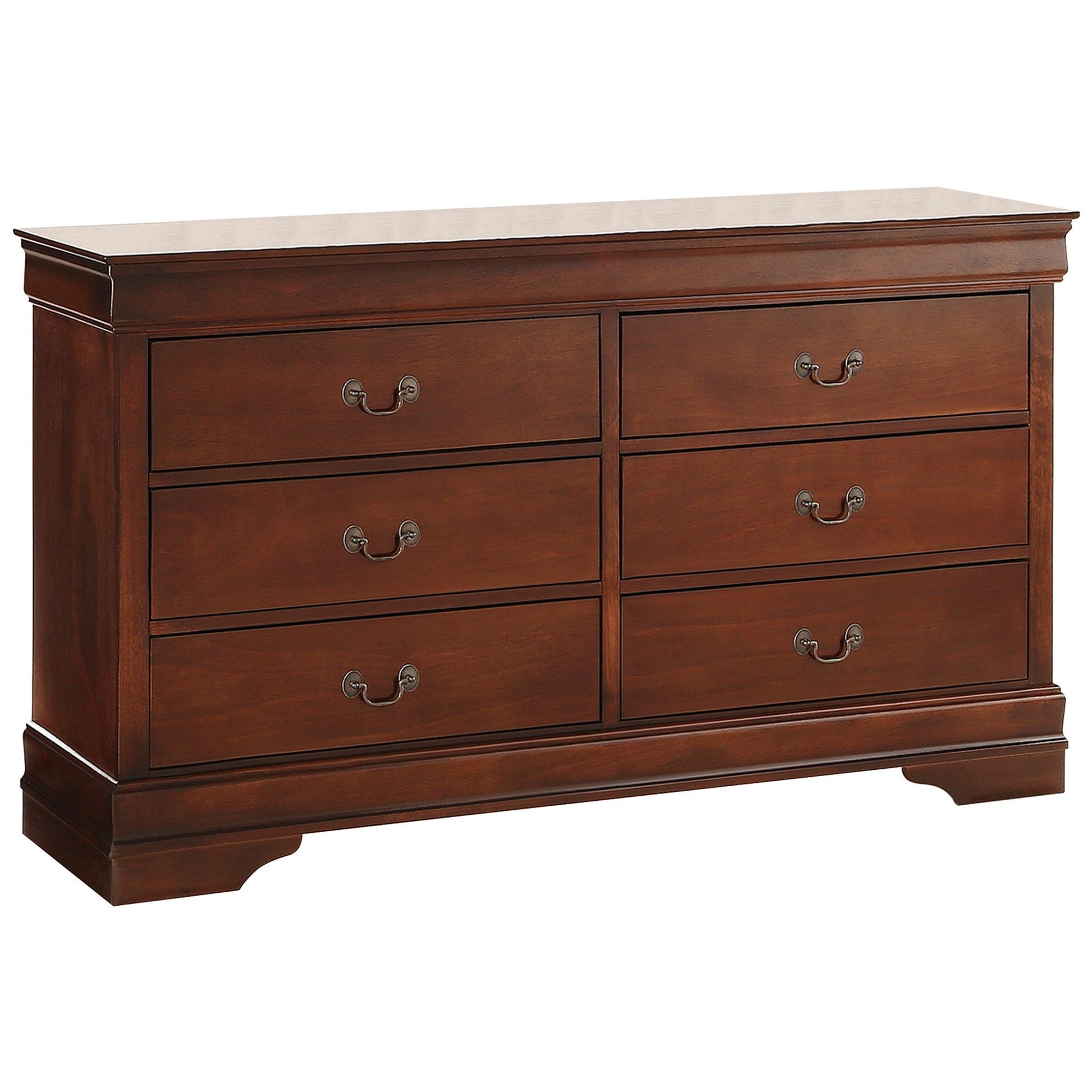 Traditional Design Brown Cherry Finish Dresser 1pc Louis Phillipe Style Classic Bedroom Furniture image 9