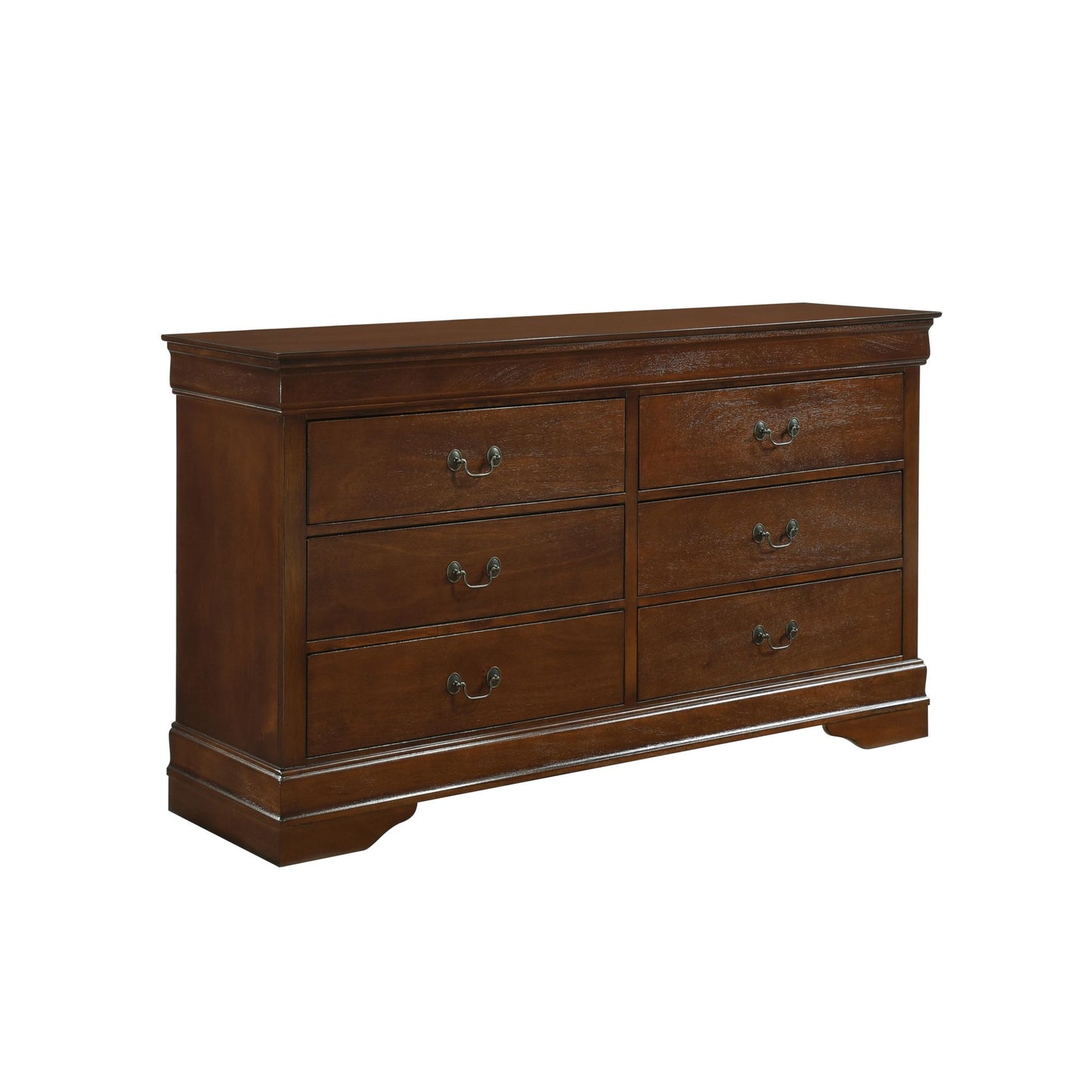 Traditional Design Brown Cherry Finish Dresser 1pc Louis Phillipe Style Classic Bedroom Furniture image 2