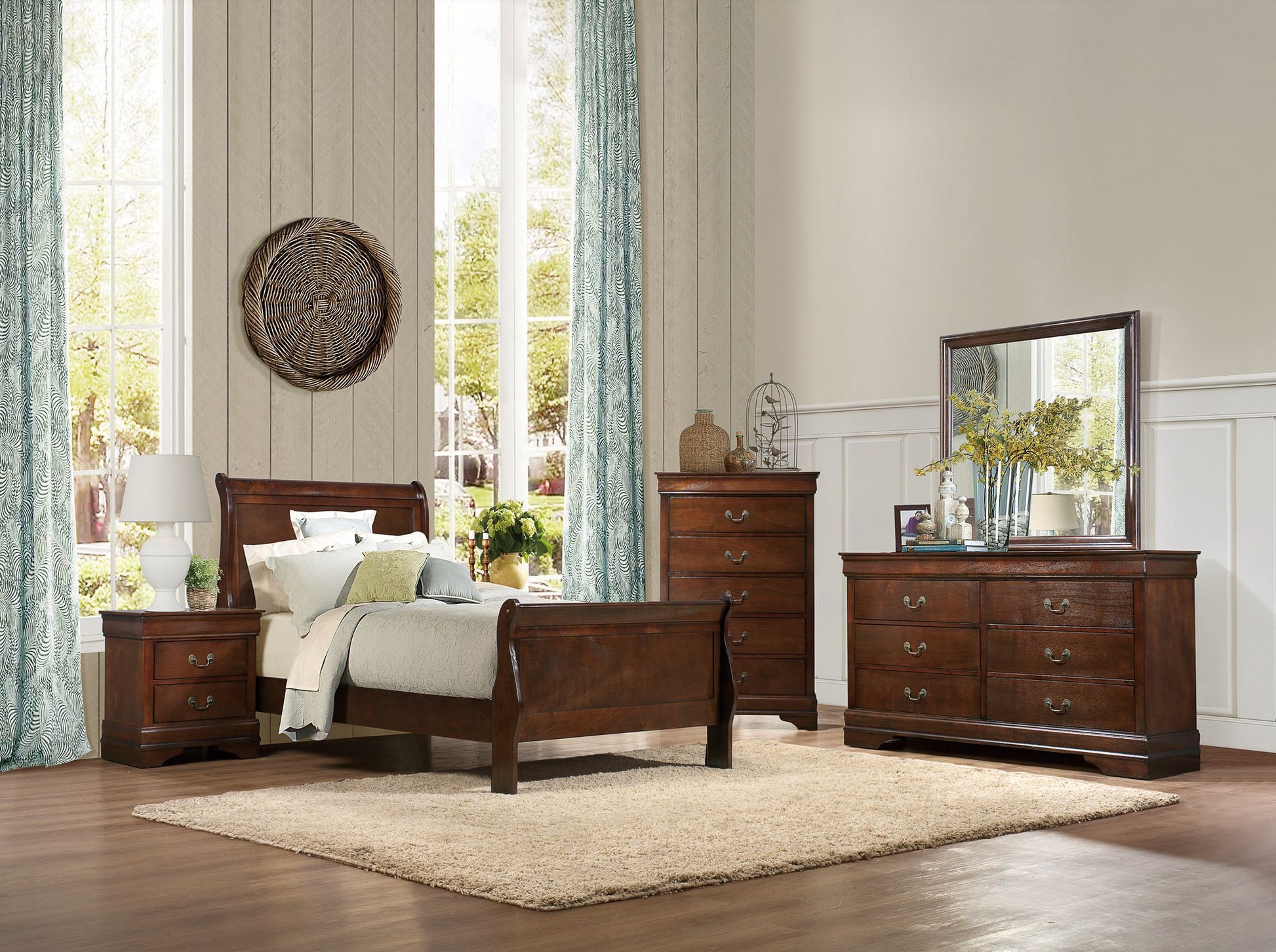 Traditional Design Brown Cherry Finish Dresser 1pc Louis Phillipe Style Classic Bedroom Furniture image 7