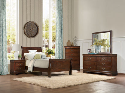 Traditional Design Brown Cherry Finish Dresser 1pc Louis Phillipe Style Classic Bedroom Furniture image 7