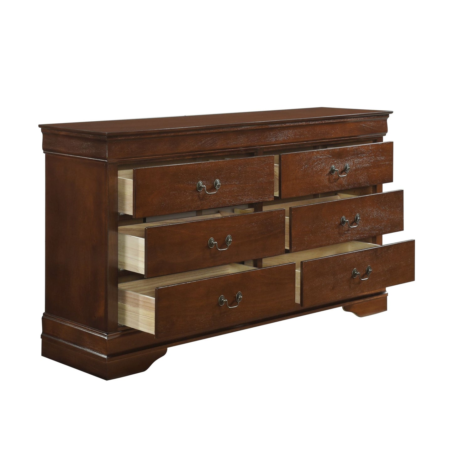 Traditional Design Brown Cherry Finish Dresser 1pc Louis Phillipe Style Classic Bedroom Furniture image 3