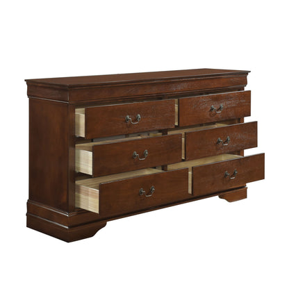 Traditional Design Brown Cherry Finish Dresser 1pc Louis Phillipe Style Classic Bedroom Furniture image 3