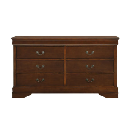 Traditional Design Brown Cherry Finish Dresser 1pc Louis Phillipe Style Classic Bedroom Furniture image 1