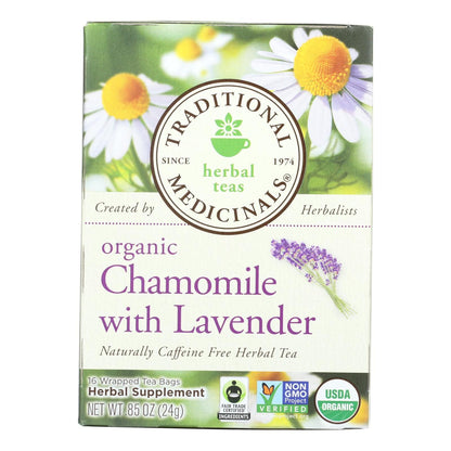 Traditional Medicinals Organic Chamomile With Lavender Herbal Tea - Caffeine Free - Case Of 6 - 16 Bags image 2