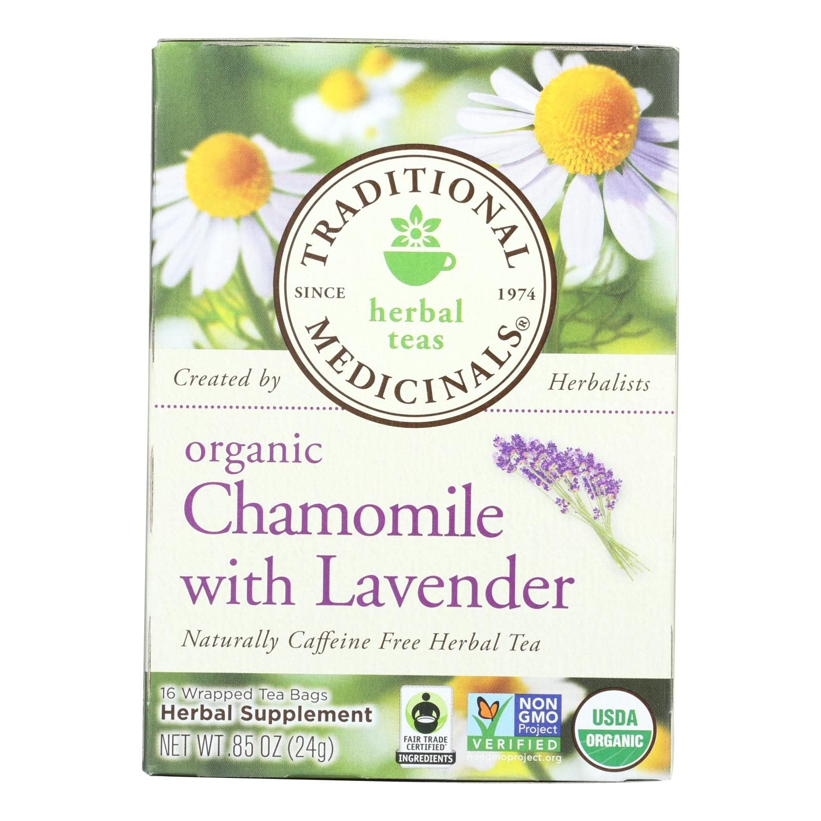 Traditional Medicinals Organic Chamomile With Lavender Herbal Tea - Caffeine Free - Case Of 6 - 16 Bags image 1
