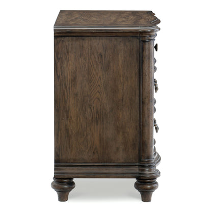 Traditional Nightstand of 3 Drawers Brown Oak Finish 1pc Bedside Table Wooden Formal Bedroom Furniture Decorative Drawer image 6