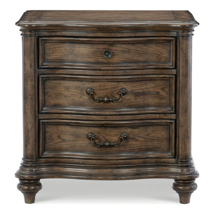 Traditional Nightstand of 3 Drawers Brown Oak Finish 1pc Bedside Table Wooden Formal Bedroom Furniture Decorative Drawer image 2