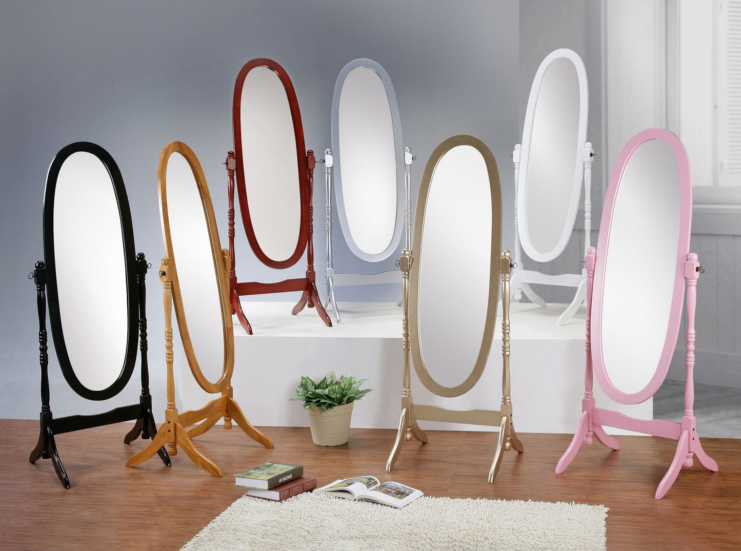 Traditional Queen Anna Style Wood Floor Cheval Mirror, Gold Finish image 4
