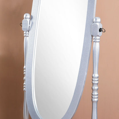 Traditional Queen Anna Style Wood Floor Cheval Mirror, Silver Finish image 2