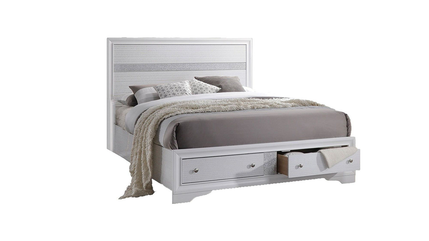 Traditional Style Full Size Storage Bed made with Wood in White image 2